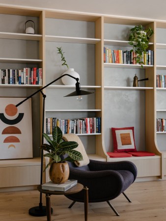 chair next to bookcase