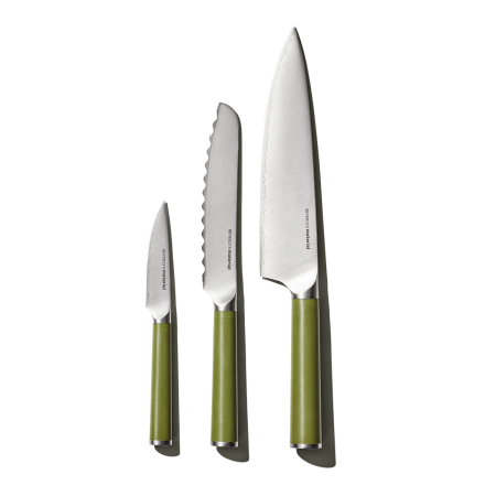  three sage green knives from material