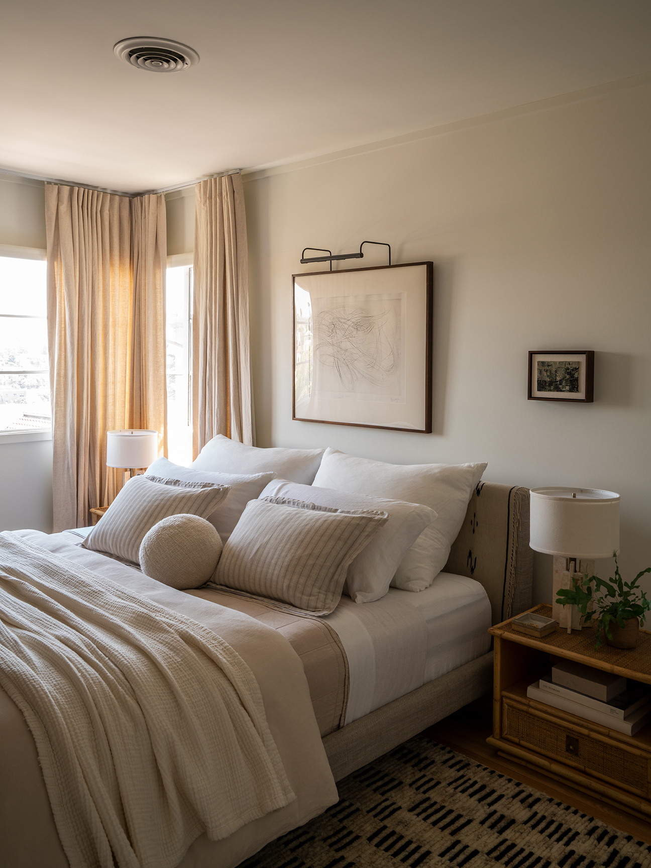 bedroom with neutral linens