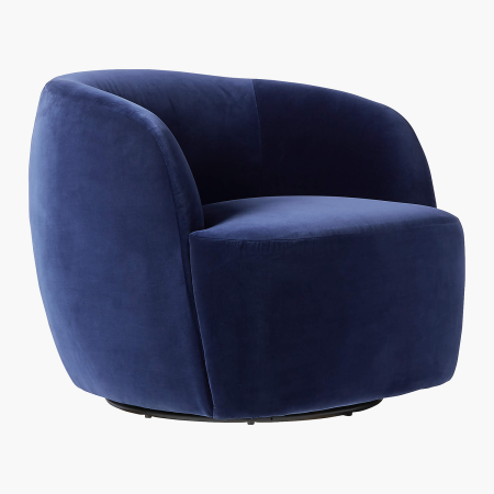  Navy velvet swivel chair