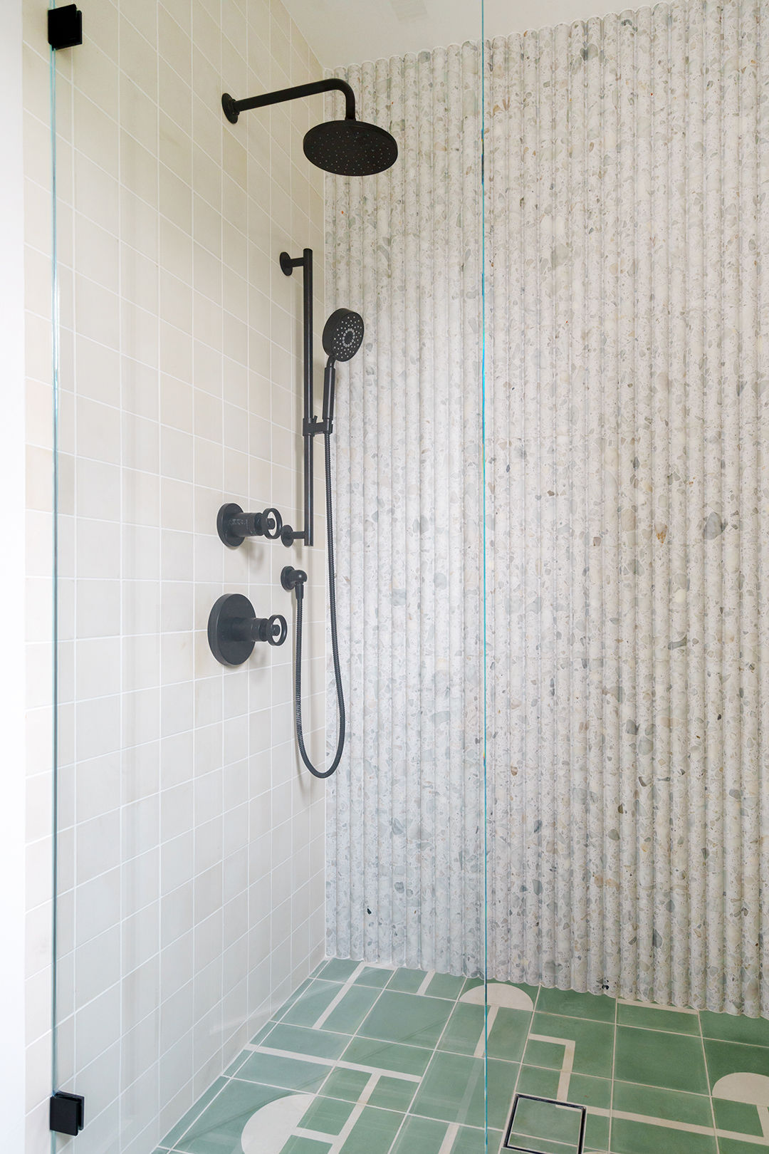 fluted stone shower walls