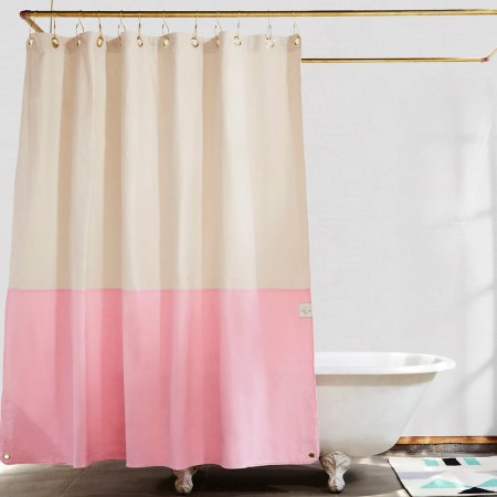  pink and white shower curtain