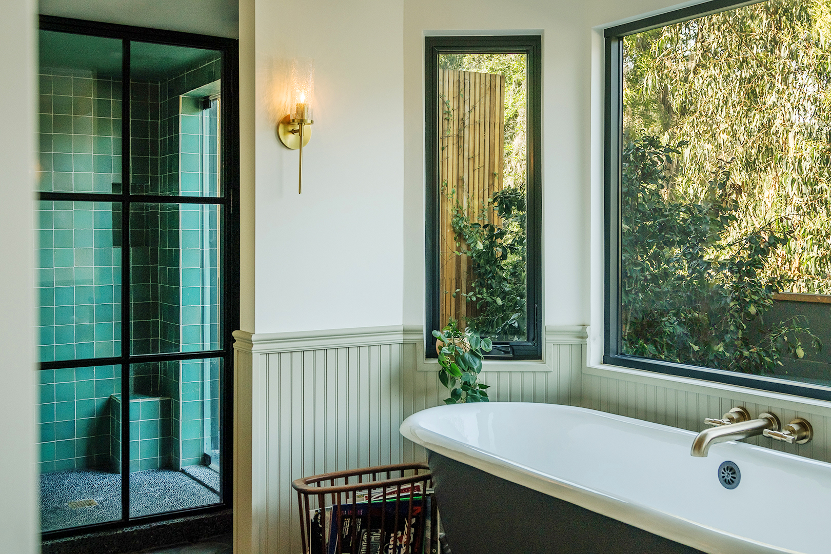 tub next to window