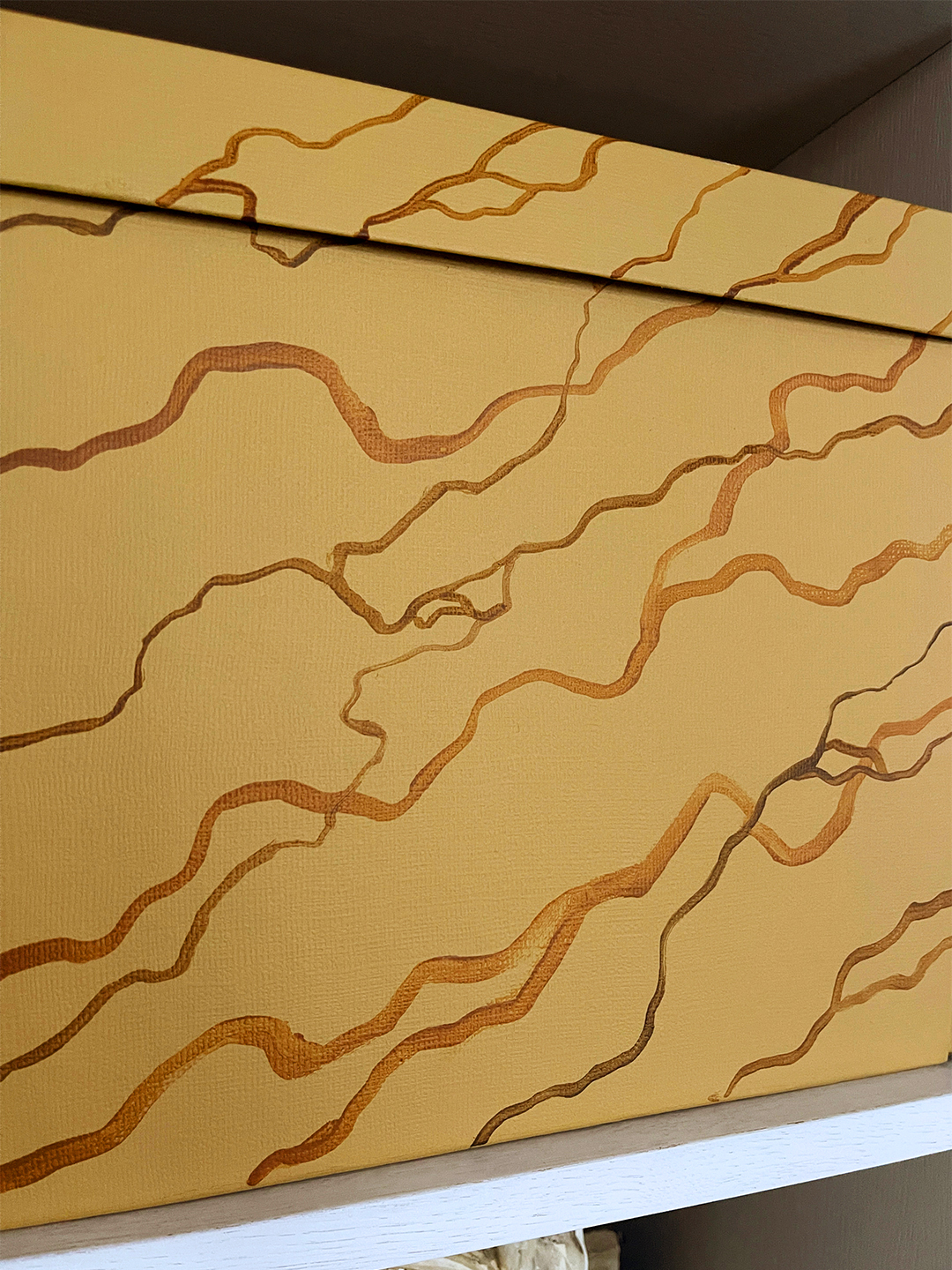 close up of marbled boxes