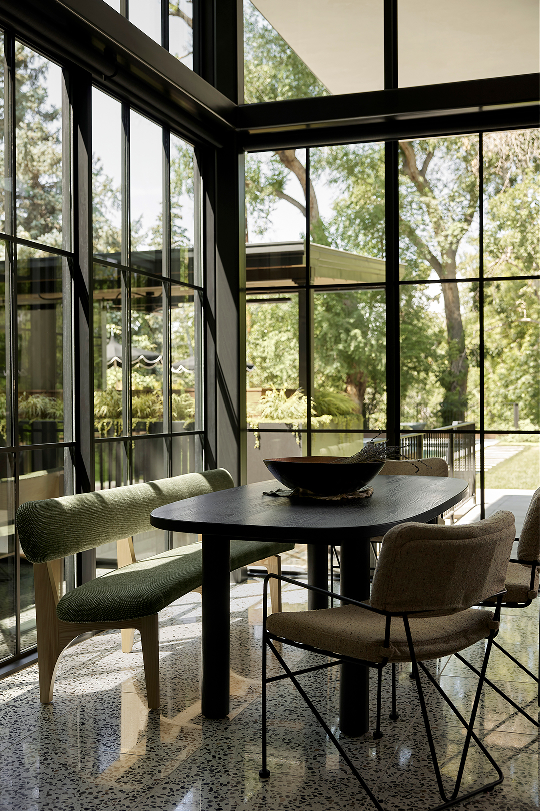 dining room in window-framed room