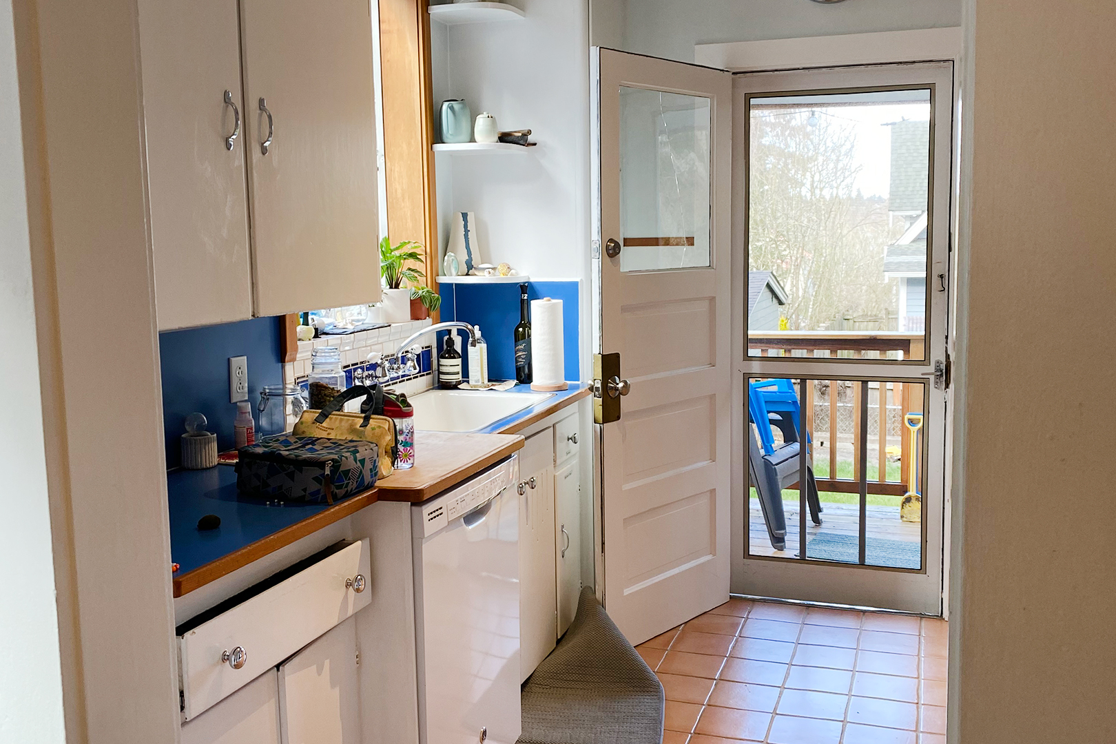 plain white galley kitchen