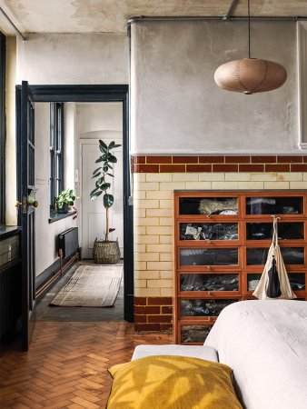 tiled post office staff room turned bedroom