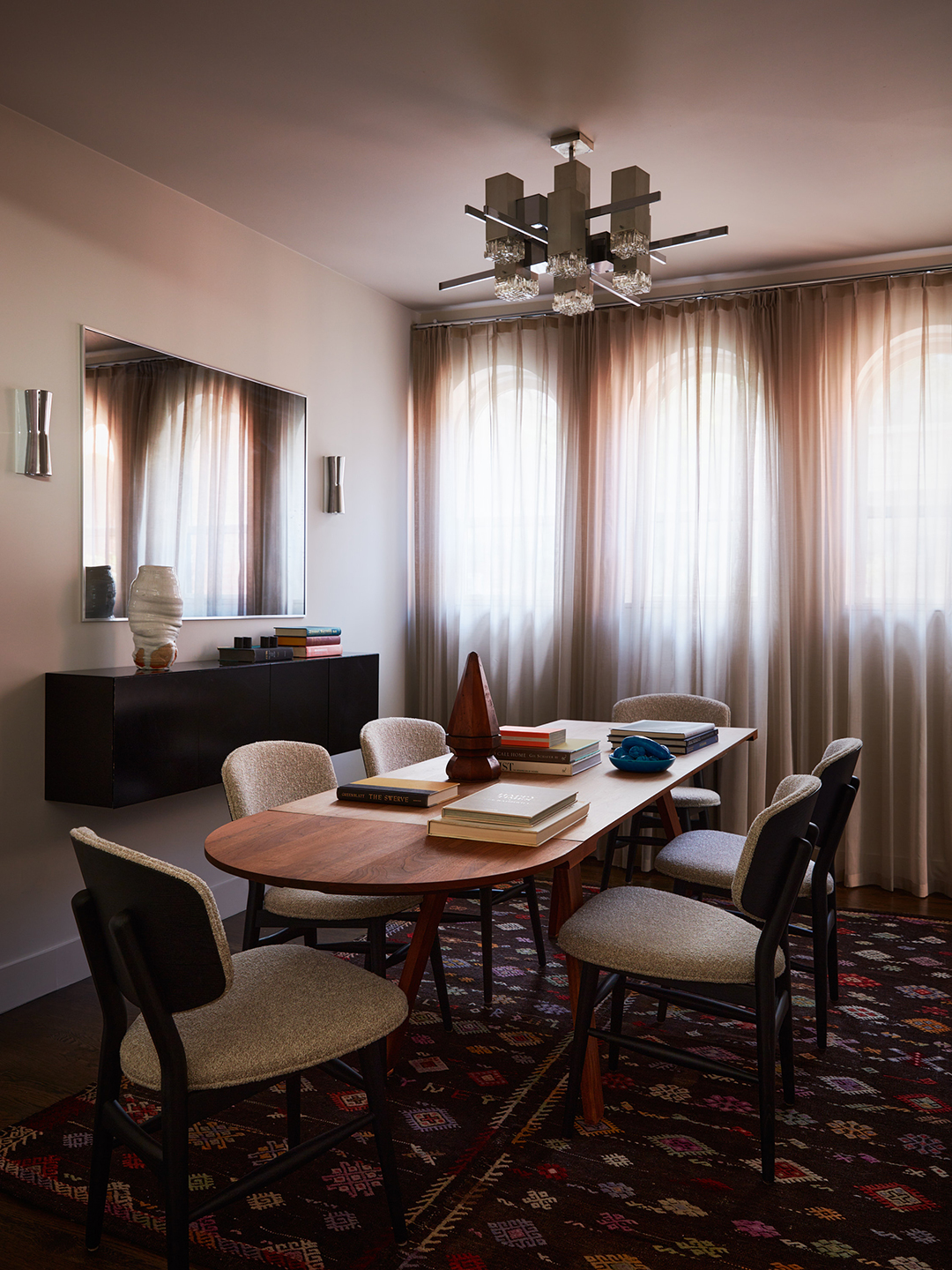 sheer curtains in dining room