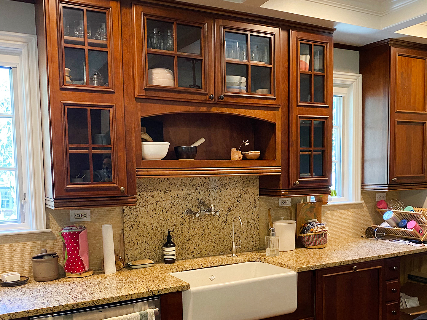 dark wood cabinets