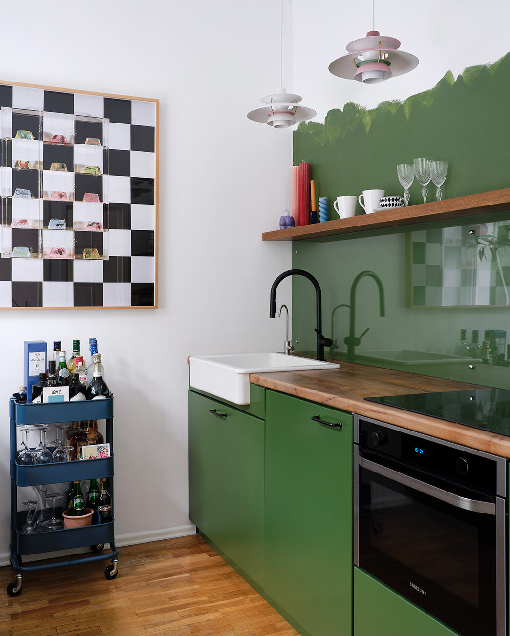 green kitchen wall