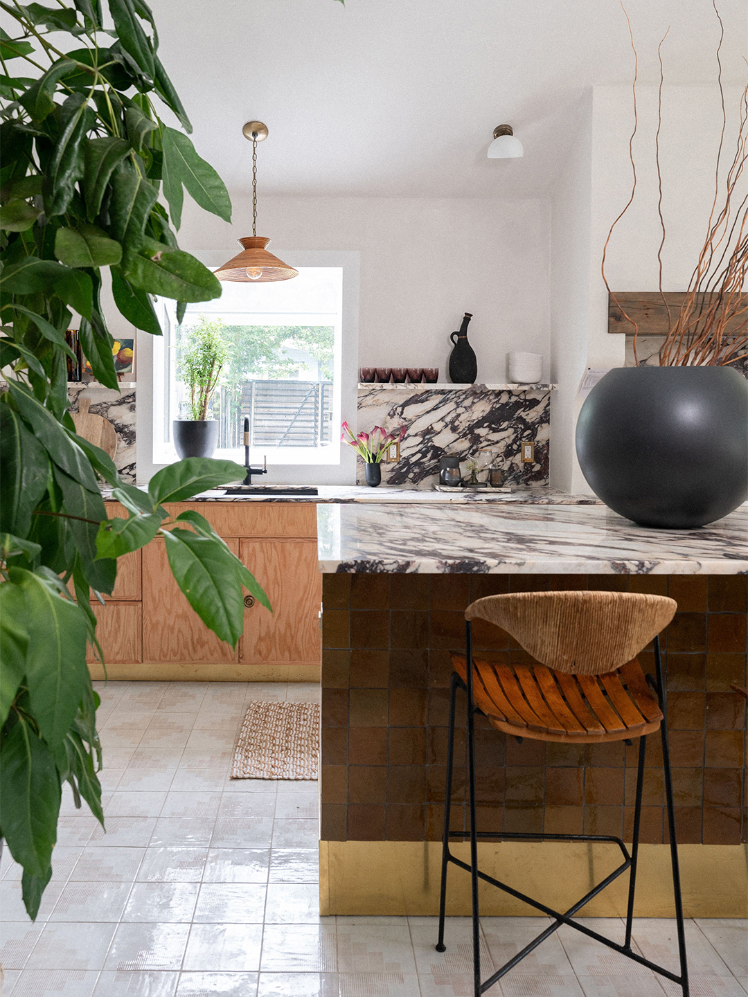 burgundy marble kitchen