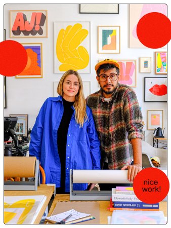 Man and woman in their art studio