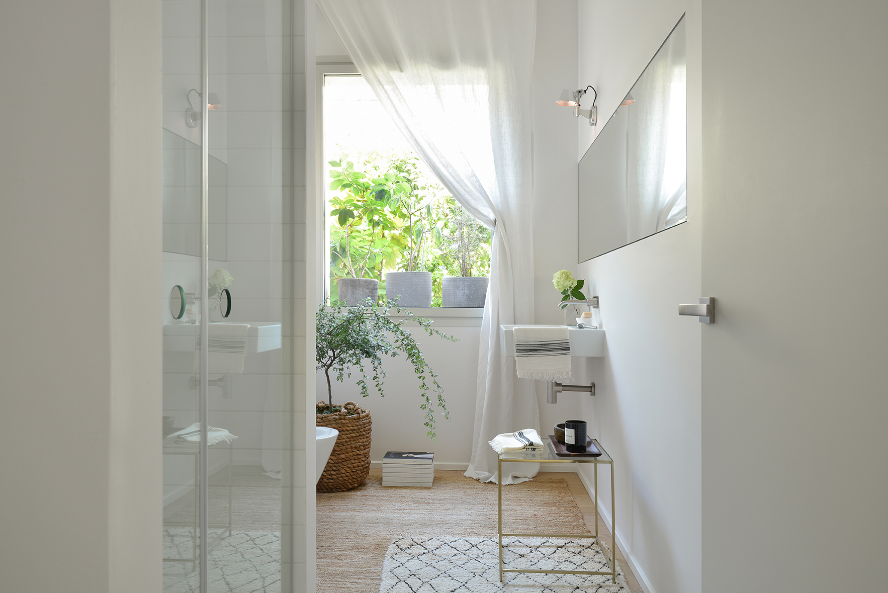 white, airy bathroom