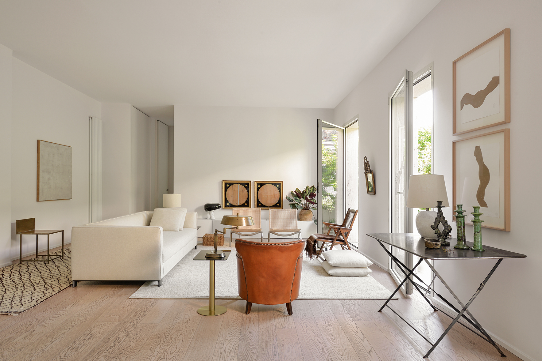 living room in warm tones with natural textures