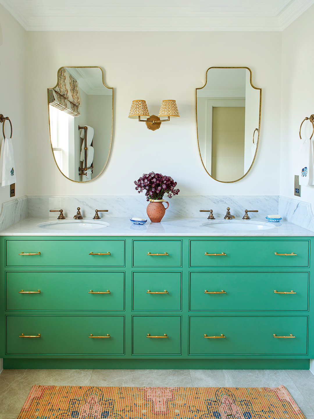 green bathroom vanity