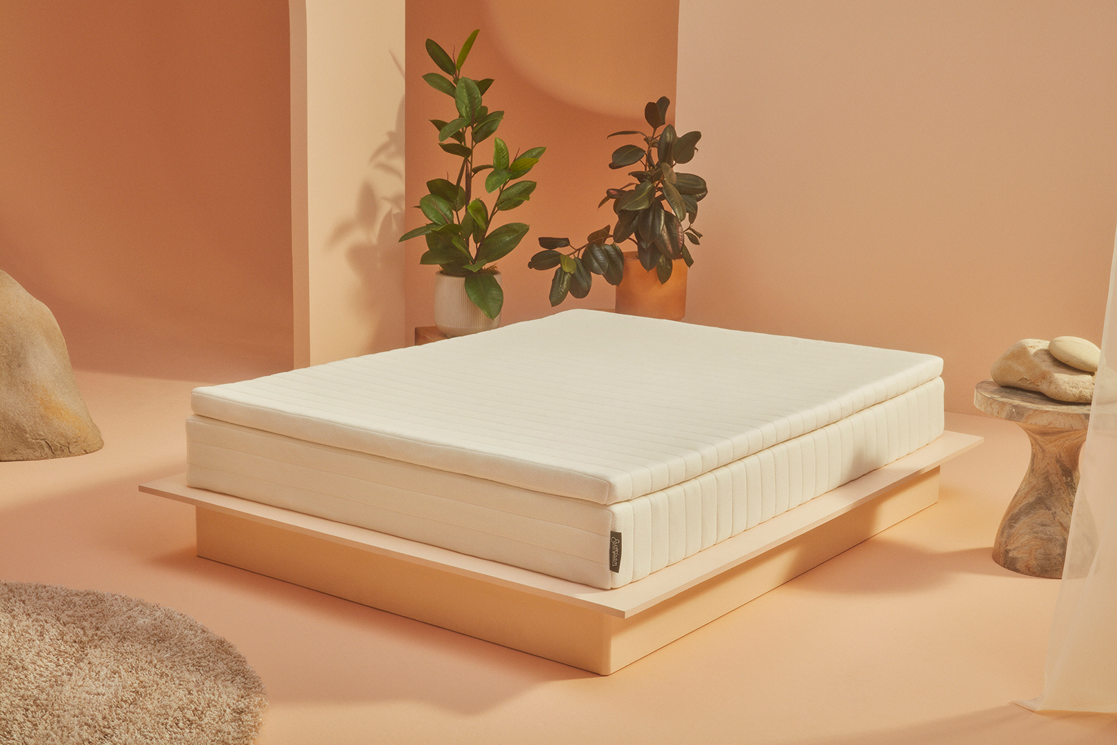 bare mattress on modern pink set