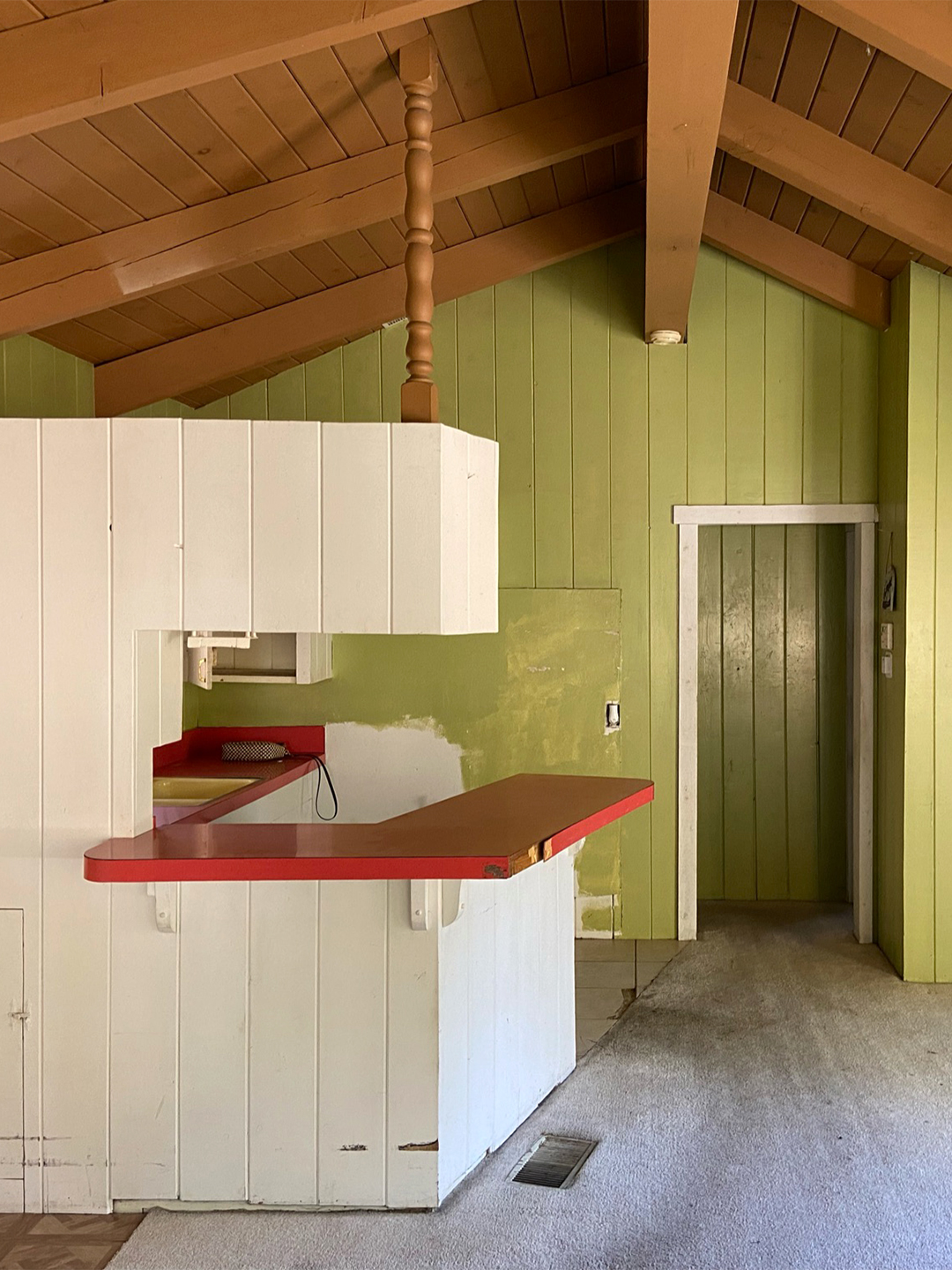 green and white kitchen