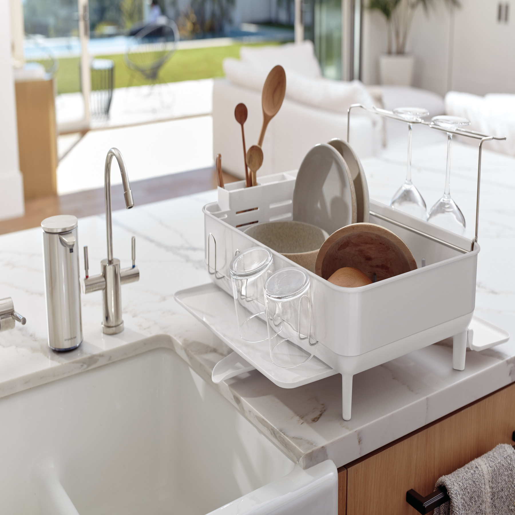 simplehuman white steel frame dish rack