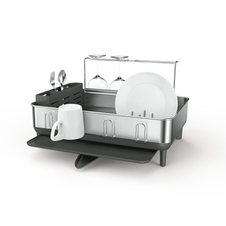  simplehuman gray steel frame dish rack