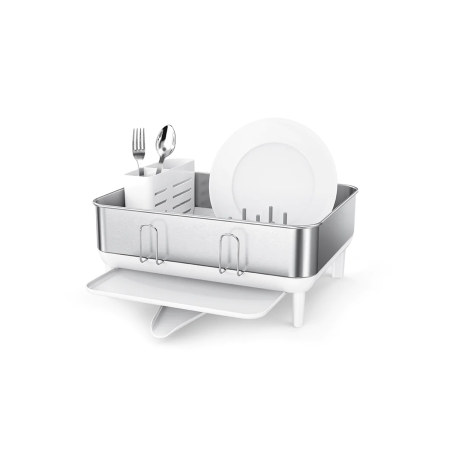  simplehuman white compact steel dish rack