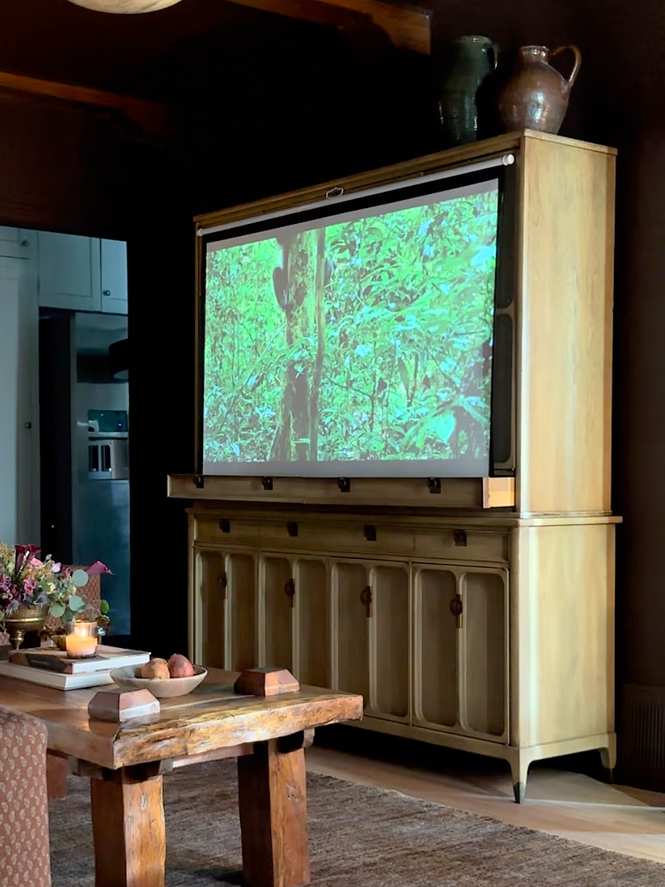 screen in front of cabinet