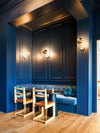 blue corner of bar