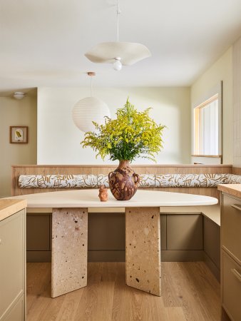 wood and stone table