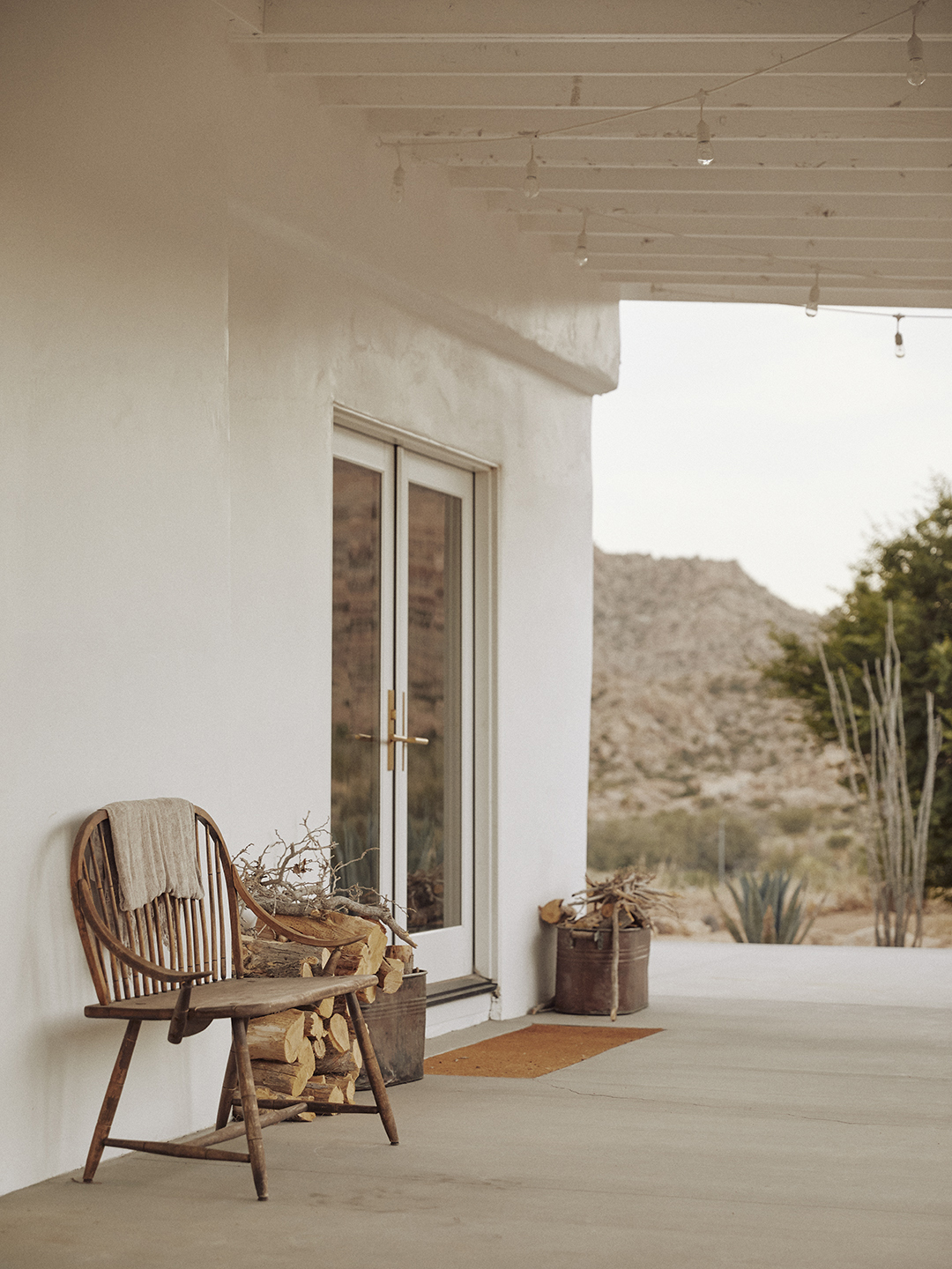 wood bench on porch