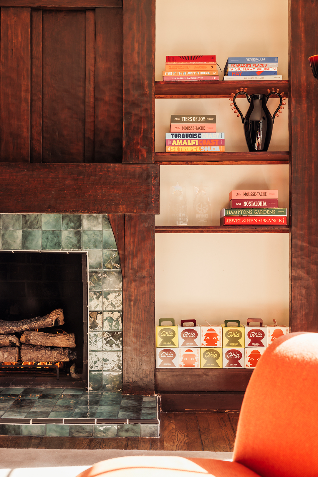 Ghia living room with fireplace