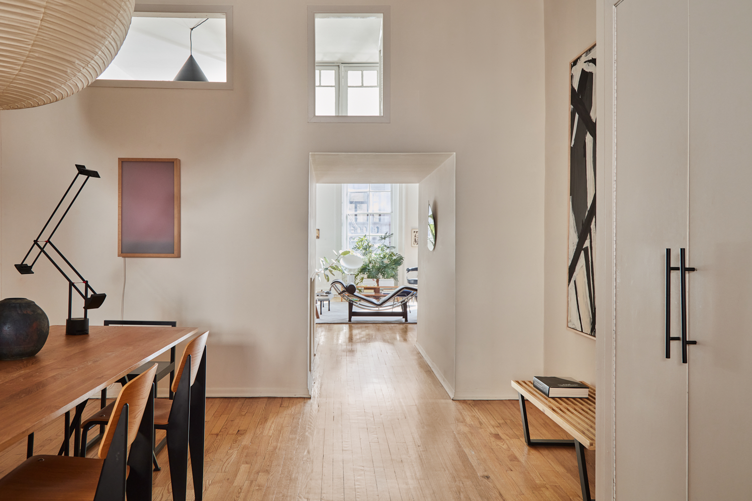 view into lofted living room