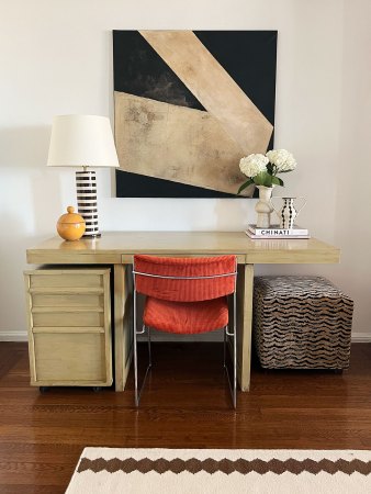 Corduroy chair at a desk