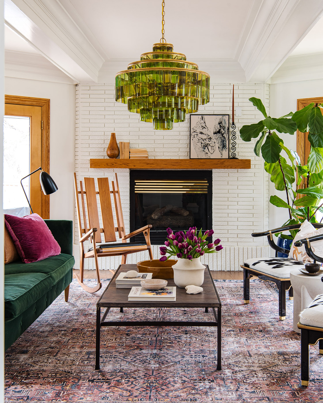 green glass chandelier