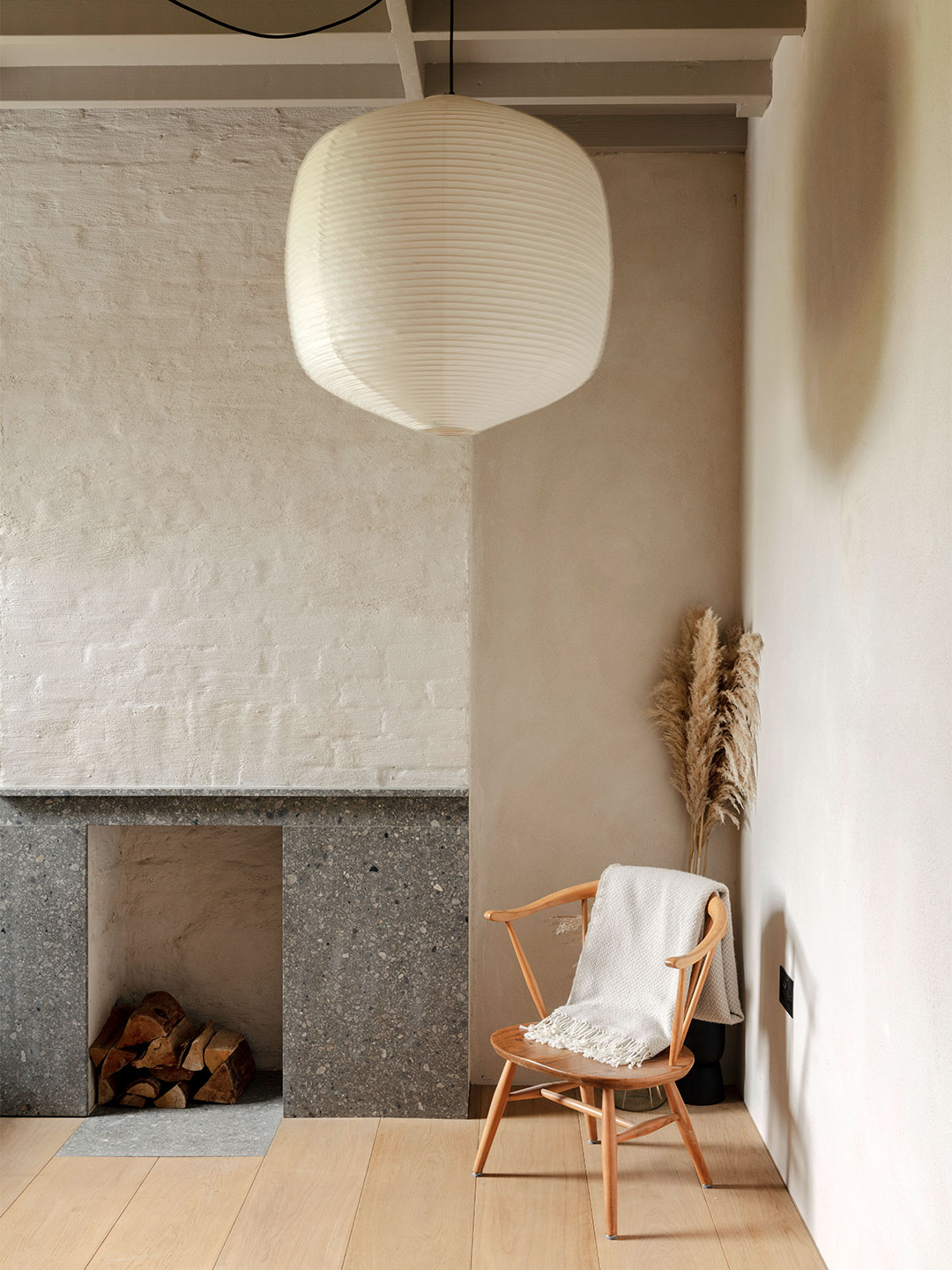 lantern over fireplace