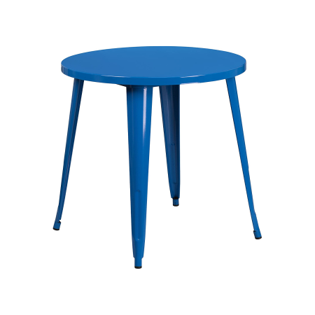  Flash Furniture Commercial Grade 30" Round Blue Metal Indoor-Outdoor Table