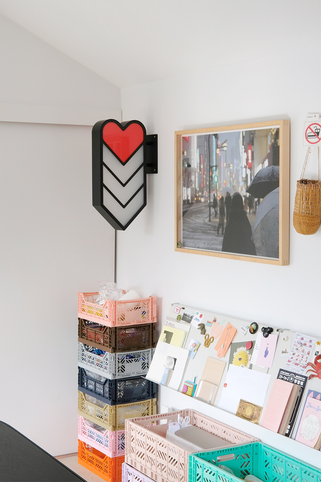 heart sign over bins