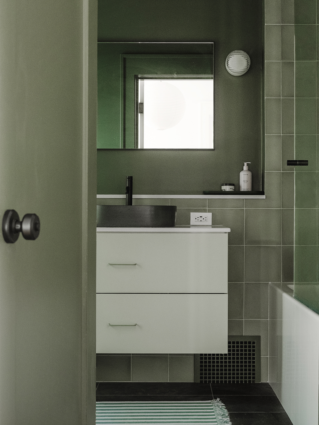 green bathroom vanity