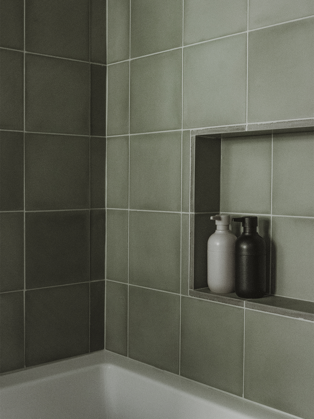 green shower tile