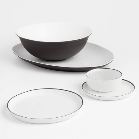  white and black plates