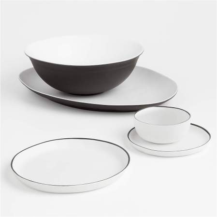  white and black plates