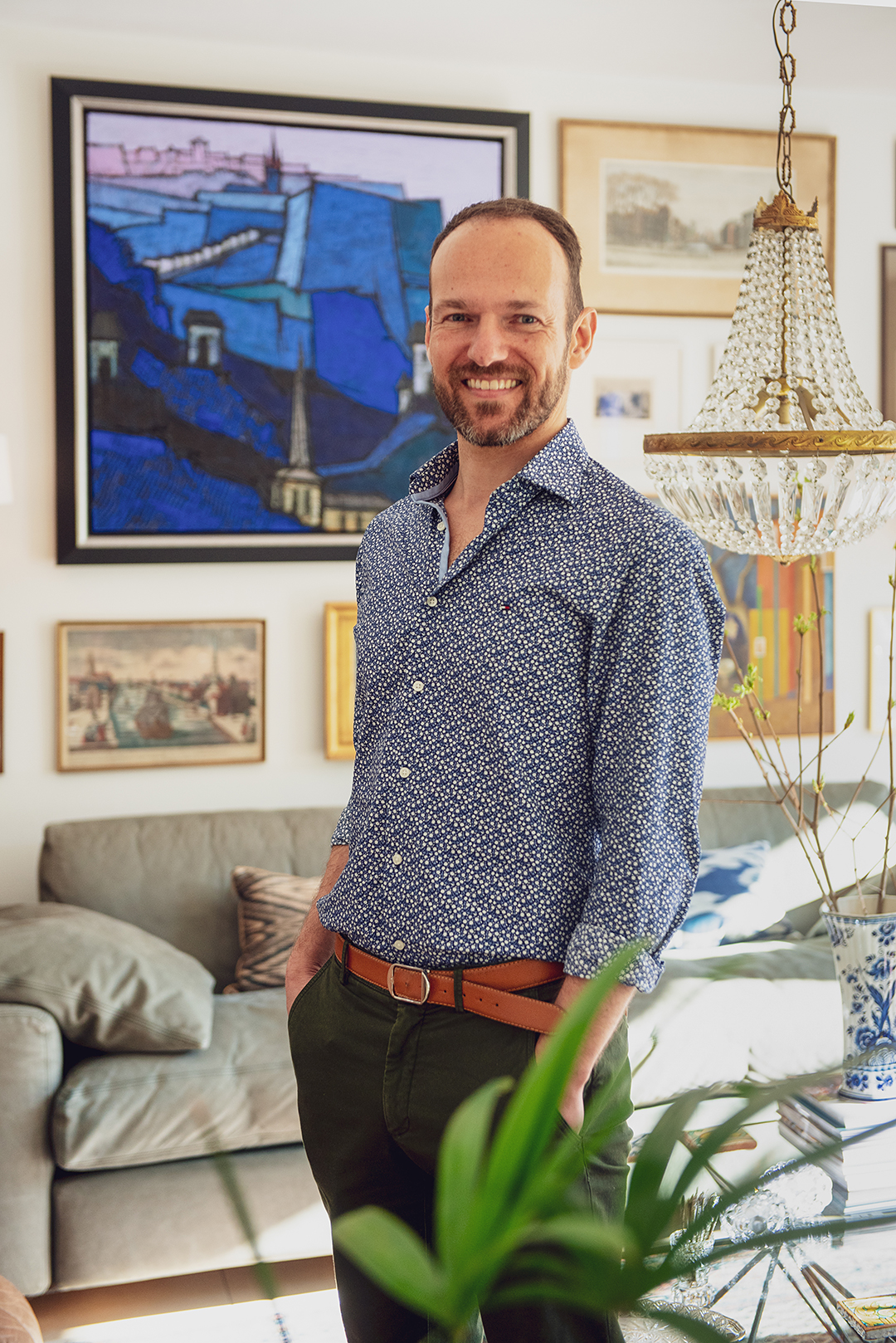 man standing in living room