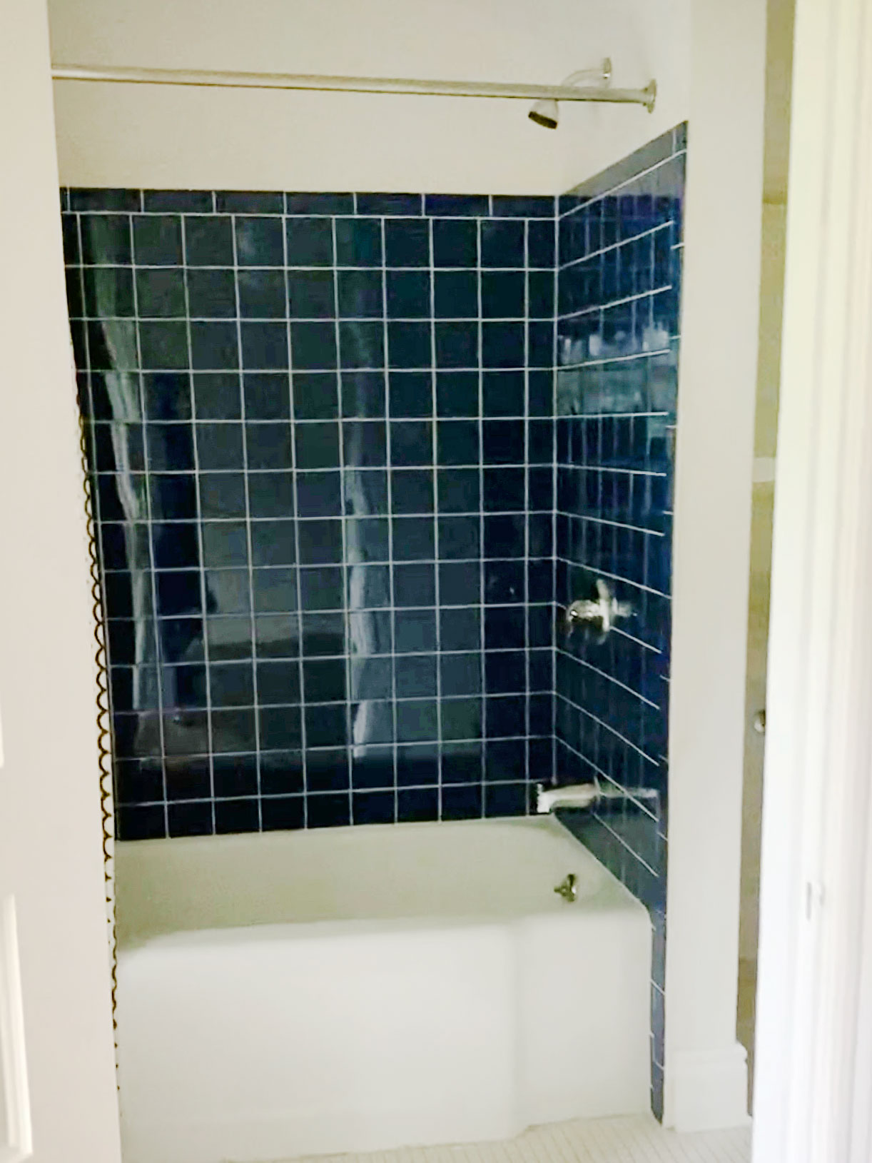 blue shower tile