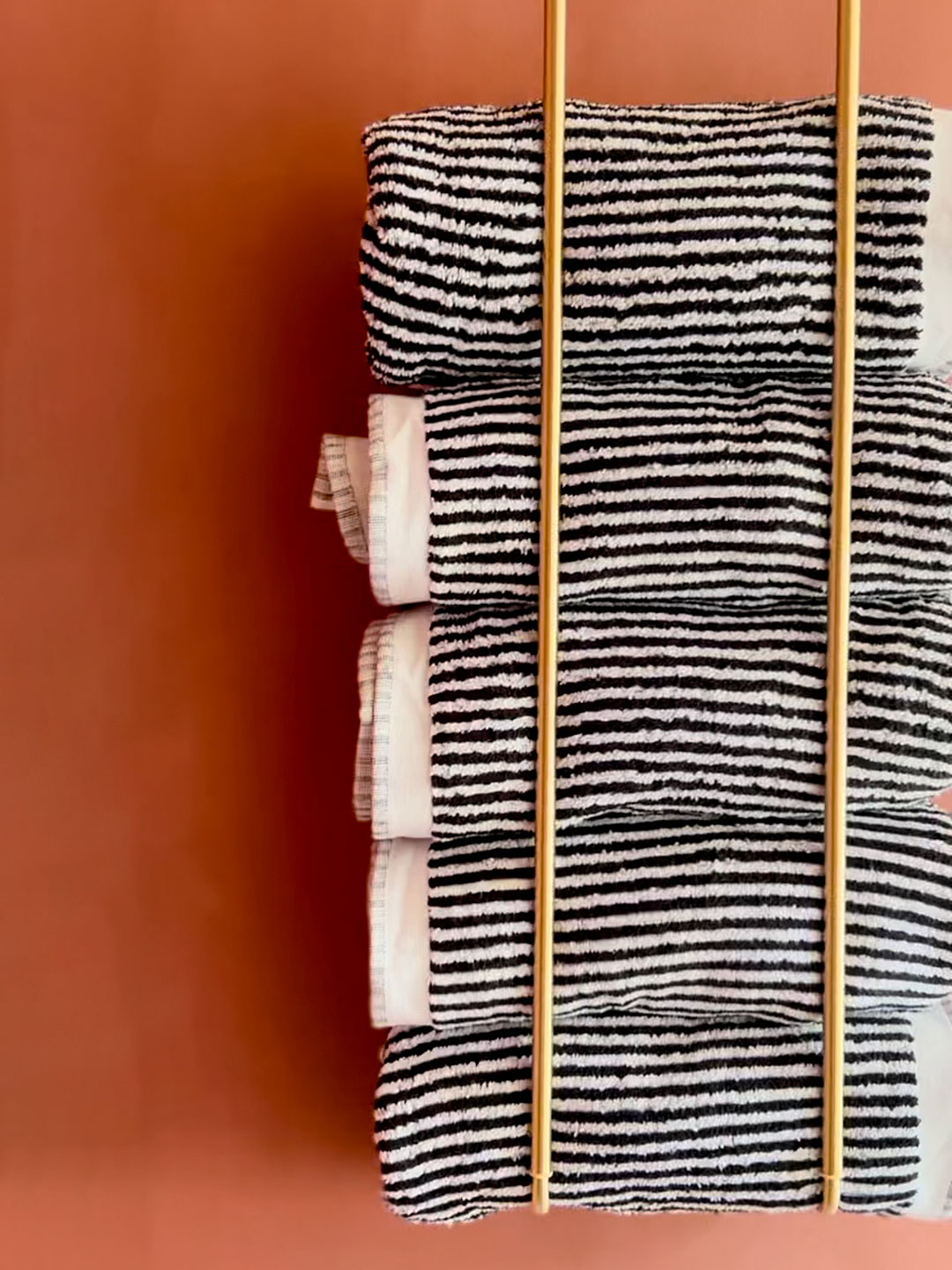 black and white striped towels