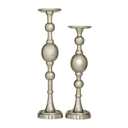  Silver Cole And Grey Glam Aluminum Candle Holder Set Of 2