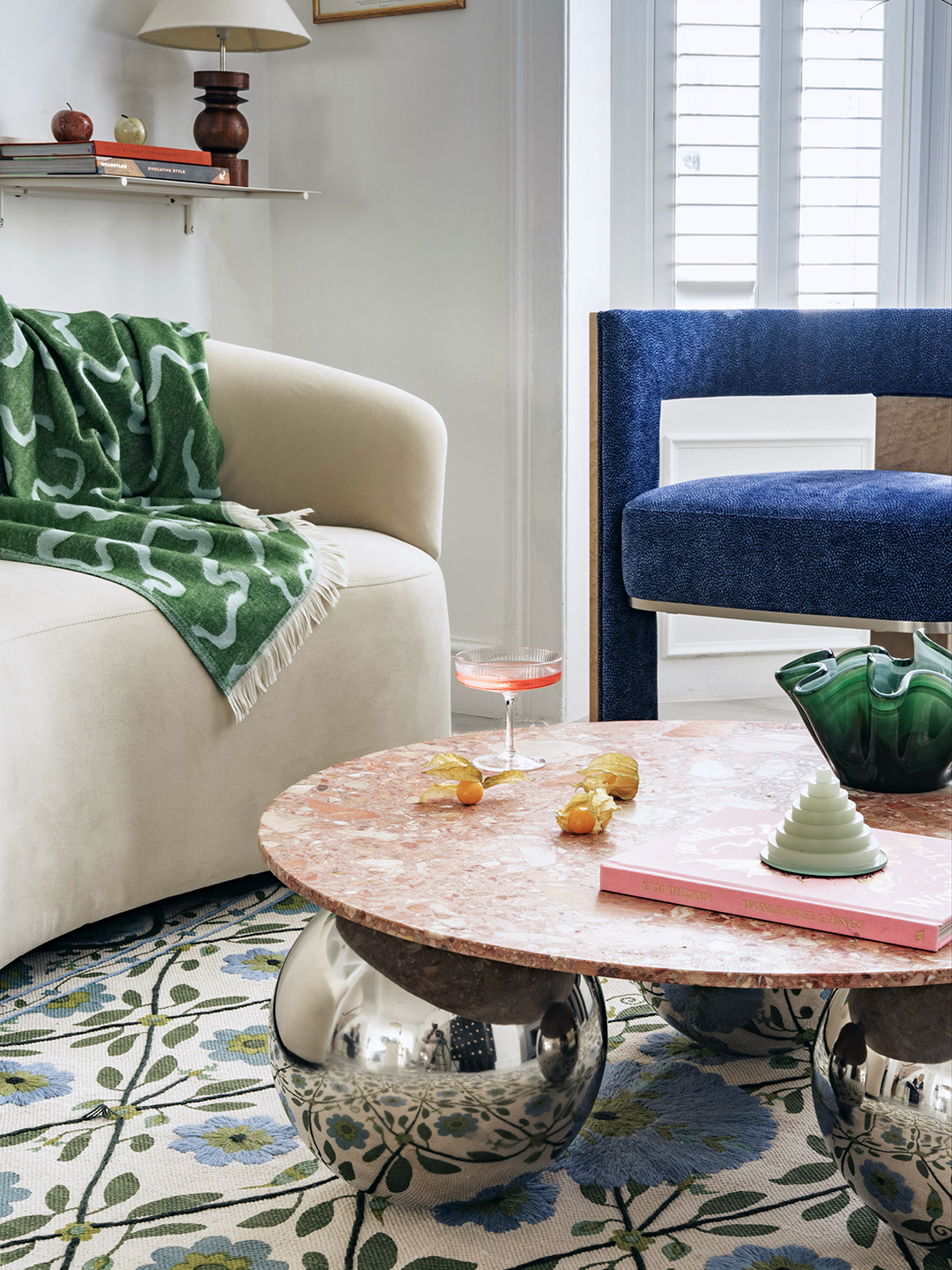 pink marble and metal table