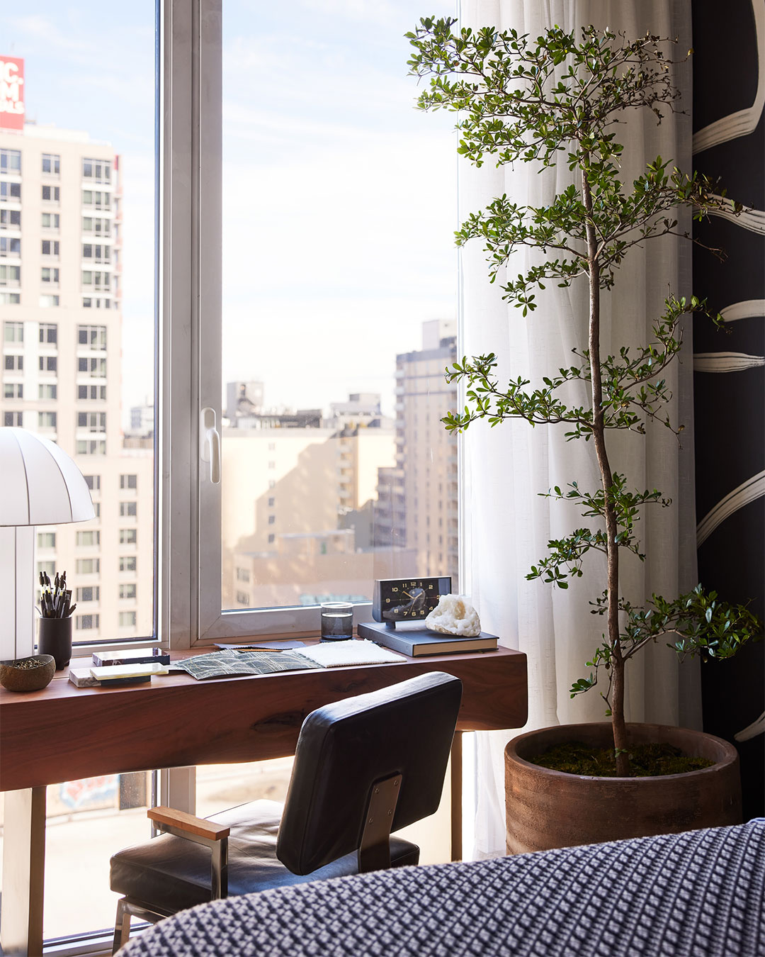 desk in front of window