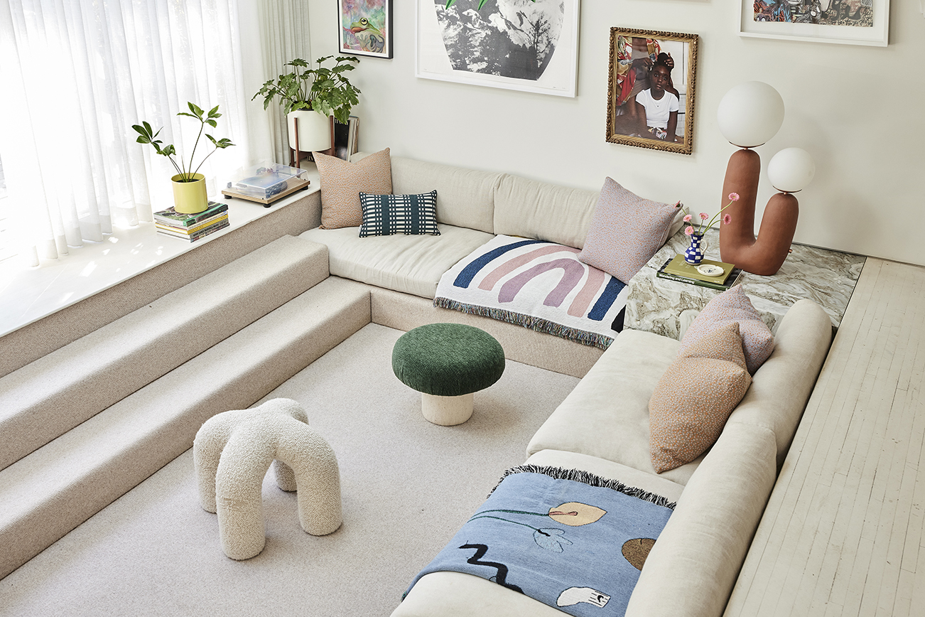 View into sunken living room