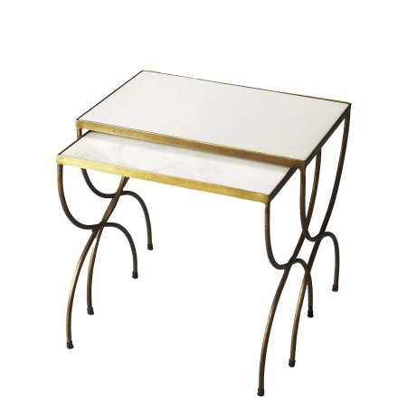  brass and marble nesting tables