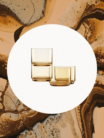 stackable short amber glasses by Lenox