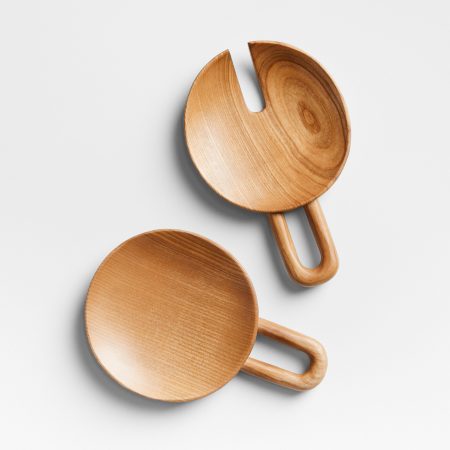  Wooden circle salad tossers