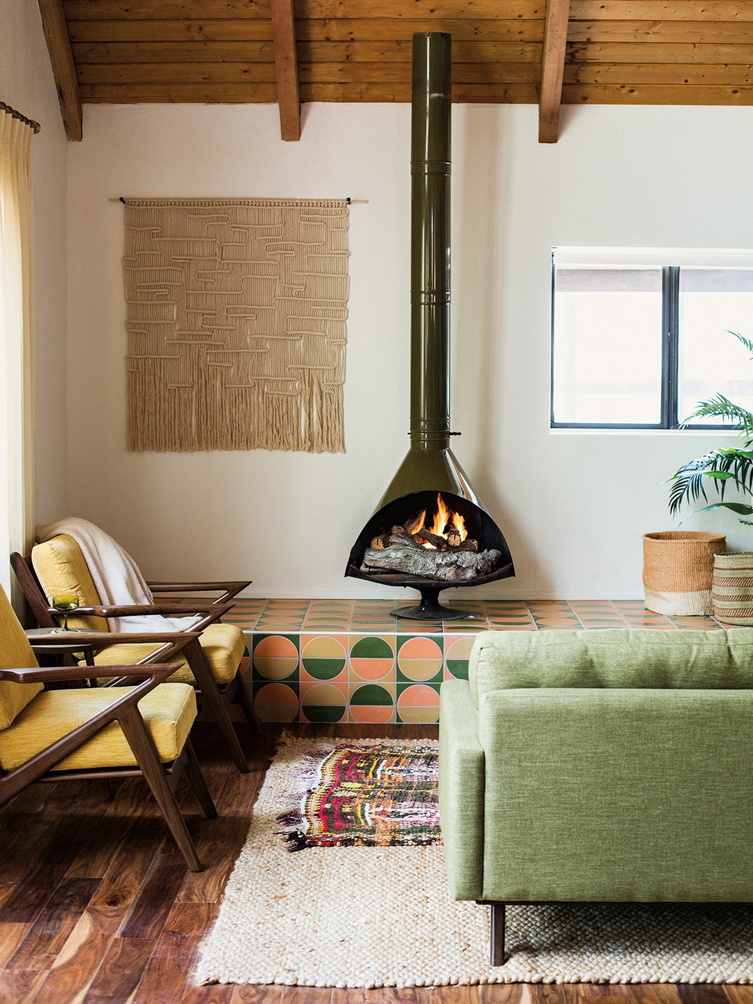 retro modern fireplace